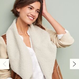 Anthropologie Women's MOTH Sherpa Moto Sweater Brown Size XS Casual